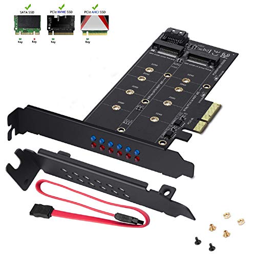 Mzhou Doppia Scheda Adattatore M4 Sata Iii E M2 A Pcie 3.0 X4 - Aggiunta Di Dispositivi Ssd M.2 A Pc O Scheda Madre Supporta 1 Ssd Sata Iii M.2 (B Chi