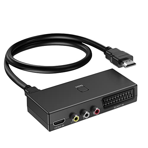 Aifhdauf Convertitore Da Scart A Hdmi, Convertitore Da Rca A Hdmi, Switch 3 In 1, Adattatore Video Supporto Hdtv Xbox Ps5/4/3 Dvd N64 Wii Xbox Blu, Sk