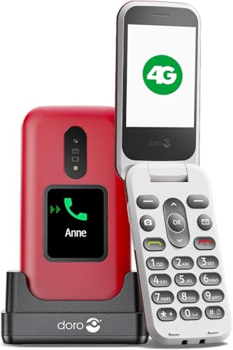 Doro 2880 4G - Telefono Cellulare Per Anziani, Facile Da Usare, Senza Internet - Doppio Schermo - Tasti Di Supporto - Tasti Vocali - Bluetooth - Con C