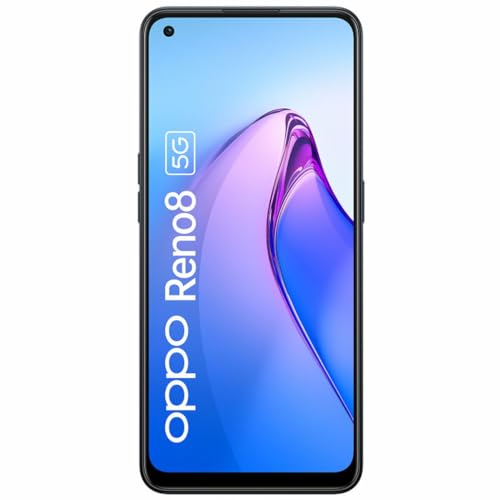 Oppo Smartphone Reno8 5G Ds- Cellulare Libero, 8Gb+256Gb, Fotocamera 50+8+2+32Mp, Ricarica 80W, Nero