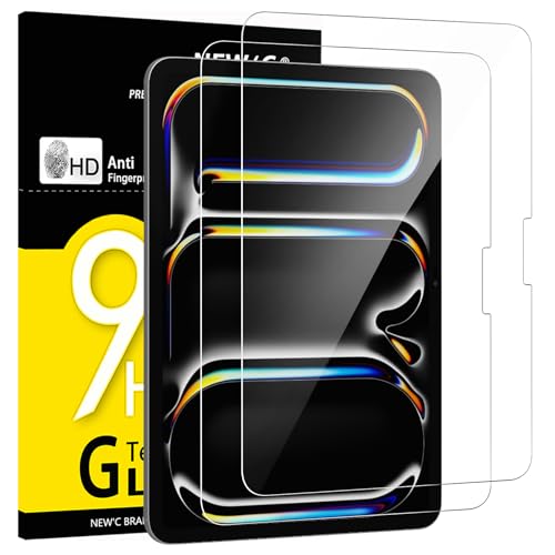 New'C 2 Pezzi, Pellicola Prottetiva Per Ipad Pro 11" M4 (2024), Vetro Temperato, Senza Bolle, Durezza 9H, 0,33Mm Ultra Trasparente, Ultra Resistente