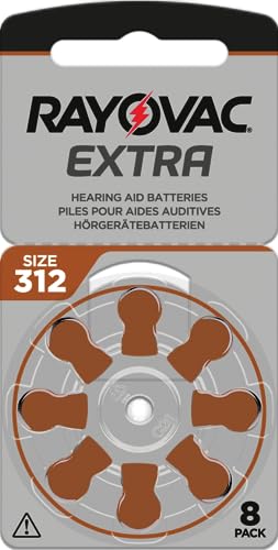 Rayovac - 80 Batterie Extra Per Apparecchi Acustici, Tipo 312, Pr41, Codice Colore Marrone, 1,45 Volt, 80 Pezzi (10 X 8 Batterie)