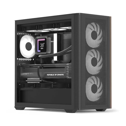 Aerocool D301A Mini Tower Case Pc Case 4 Ventole Argb Preinstallate Con Hub Di Controllo Argb A 5 Porte, Design Frontale In Legno, 11 Slot Per Ventole