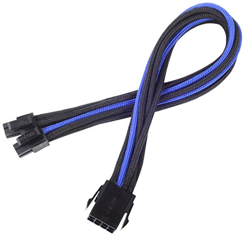 Silverstone Sst-Pp07-Eps8Ba - Cavo Estensione Sleevato Eps 8Pin A Eps/Atx 4+4Pin, 30Cm, Nero/Blu
