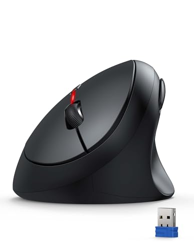 Tecknet Mouse Verticale Wireless, 2.4Ghz Senza Fili Mouse Ergonomico, 4800 Dpi, Clic Silenziosi, Mouse Wireless 6 Pulsanti Per Pc, Computer Portatile,