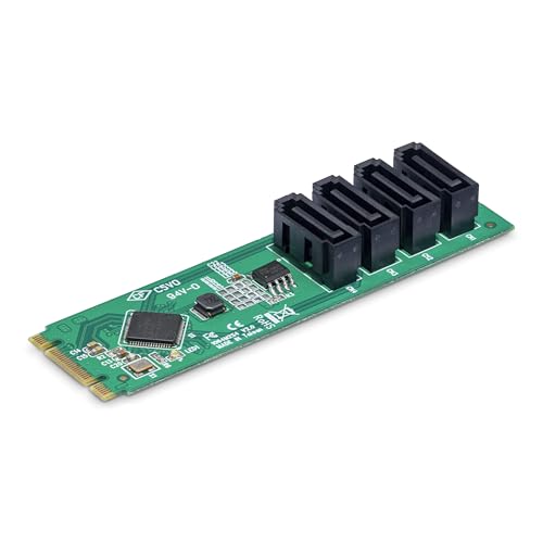 Startech.Com Scheda Adattatore Da M.2 A Sata A 4 Porte, Scheda Di Espansione M.2 Pcie 3.0 A Sata Hdd/Ssd; Windows/Macos/Linux
