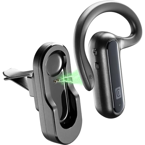 Cellularline | Car Flat | Auricolare Bluetooth Mono Con Supporto Auto Da Bocchette Di Areazione O Adesivo - Talk Time: 6 Ore - Ricarica : 1.5 Ore - Po
