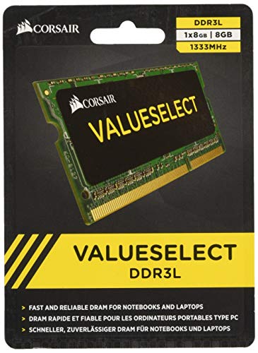 Corsair Value Select Sodimm 8Gb (1X8Gb) Ddr3L 1333Mhz C9 Memoria Per Laptop/Notebook , Nero