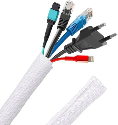 Oulesvte Guaina Cavi Self-Closing, Intrecciata Guaina Cavi Elettrici Diametro 13Mm,Flessibile Raccogli Cavi, Nascondi Cavi Guaina Tagliabile, Protezio