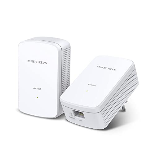 Mercusys Tp-Link Mp500 Kit Powerline Kit Homeplug Av2 Fino A 1000Mbps, 1 Porta Gigabit, Plug & Play, Compatibile Con Tutti I Router, Tecnologia Powerl