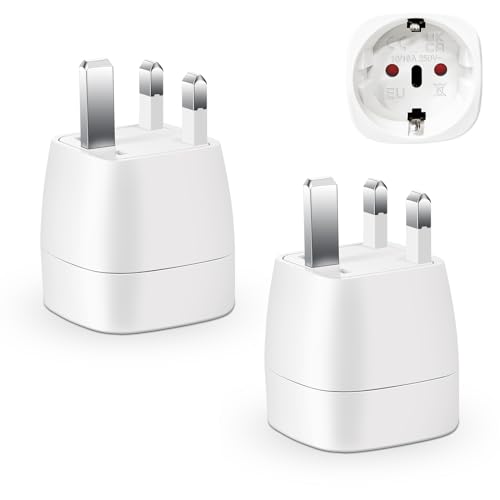 Adattatore Presa Inglese - Vutizal 2 Pezzi Adattatore Universale Da Viaggio - 3250W Adattatore Uk Per Gran Bretagna, Qatar, Irlanda, Gambia (Tipo G Bi