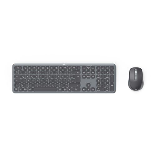 Hama Wkm-550 - Set Di Mouse Wireless Per Tastiera, 2,4 Ghz Tramite Ricevitore Usb + 2 Bluetooth Per Pc, Laptop, Tablet, Portata 10 M, Layout Tedesco Q