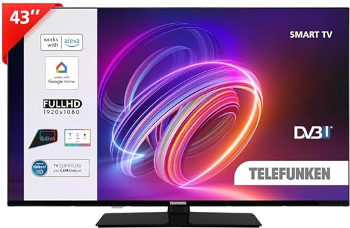 Telefunken Te43750B45I2K - Smart Tv 43 Pollici, Full Hd, Dvb-T2, Nero