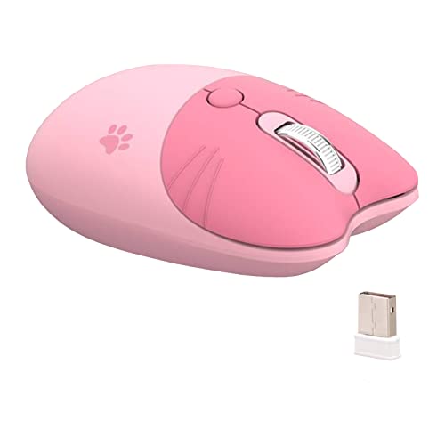 Wrewing Mouse Senza Fili Silent Wireless Mouse, Mouse Silent 2.4Ghz Ragazza Con Ricevitore Usb, 4 Tasti Programmabili, 1000/1200/1600 Dpi Mouse Comput