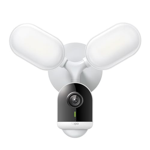 Tp-Link Tapo Proiettore Di Sicurezza Per Esterni, Telecamera Wifi, Wireless, 2800 Lm, Ultra Luminosa, 2K Qhd, Ip65, Movimento A 270°, Visione Notturna