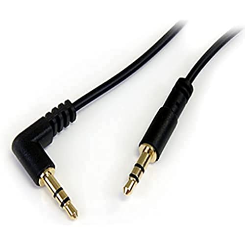 Startech.Com Cavo Audio Da 3,5 Mm, Cavo Audio Sottile Da 3,5 Mm, Ad Angolo Retto Maschio/Maschio, Cavo Aux (Mu3Mmsra), Nero