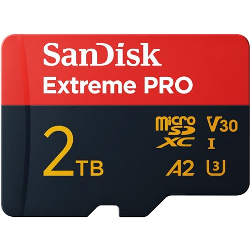 Sandisk Extreme Pro Scheda Microsdxc 2Tb + Adattatore Sd (Per Action Cams, Droni, Smartphones, Velocità Fino A 250 Mb/S, 5K, 4K Uhd) Con Prestazioni A