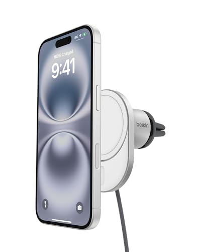 Belkin Boostcharge Pro Caricabatteria Da Auto Wireless Magnetico Con Qi2 Da 15W, Caricatore Compatibile Con Magsafe Per Iphone 16, 15, 14, 13, 12 Seri