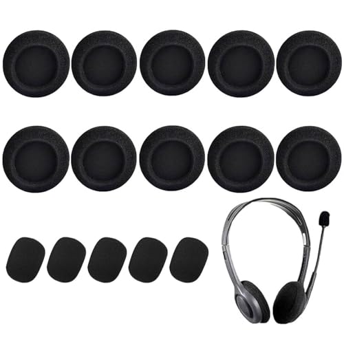 10 Pezzi Copri Cuffie E 5 Pezzi Di Copri Microfono In Schiuma Set, Pad Di Auricolari Sostitutivi Da 5 Cm Adatti Alla Maggior Parte Degli Auricolari Da