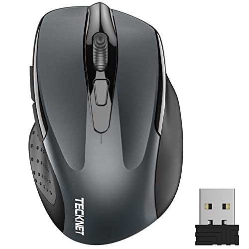 Tecknet Pro Mouse Senza Fili, 2600 Dpi Mouse Wireless Ergonomico, 2,4G Mouse Ottico Con Ricevitore Nano Usb, 6 Pulsanti, Durata Di Vita Di 24 Mesi Com