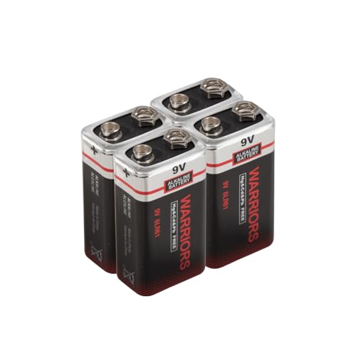 Warriors 4X Batteria 9V Batterie 9 Volt Pila Pile 9V Alcaline, Extra Potenza, Extra Lunga Durata Per Rilevatori Di Fumo, Irrigatori Da Giardino E Sens
