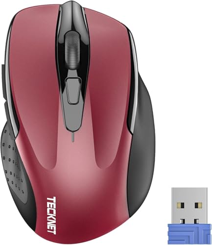 Tecknet Pro Mouse Senza Fili, 4000 Dpi Mouse Wireless Ergonomico, 2,4G Mouse Ottico Con Ricevitore Nano Usb, 6 Pulsanti, Durata Di Vita Di 24 Mesi Com
