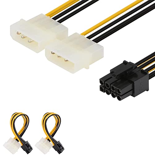 J&D 2 Confezioni 8 Pin Pcie A 2X 4 Pin Molex Cavo Adattatore Alimentazione - 15Cm, Nero