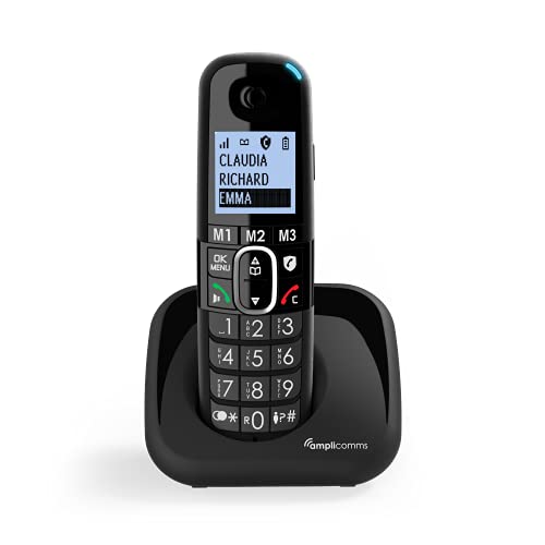 Amplicomms Per Delta Telefono Cordless Amplificato Per Anziani Suoneria Forte 90 Db, Volume Alto 35 Db, Pulsante Boost, Vivavoce, Call Blocker Program
