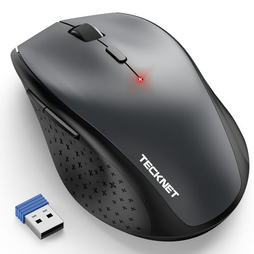 Tecknet Mouse Wireless, 4800 Dpi Silenzioso Mouse Senza Fili Ergonomico, 2.4 Ghz Ricevitore, 6 Pulsanti, 30 Mesi Durata Batteria, Compatibile Con Pc, 