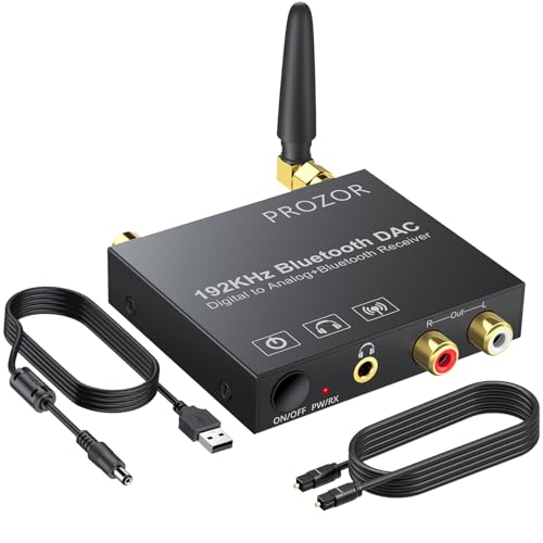 Prozor Dac Convertitore Audio Digitale 192 Khz Con Ricevitore Bluetooth 5.0 Convertitore Coaxial Toslink Ad Analogico Stereo L/R Con 3.5Mm Jack Adatta