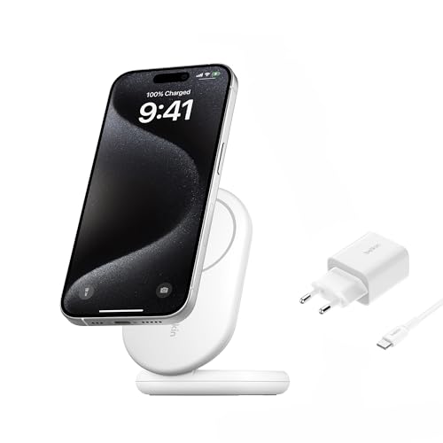 Belkin Boostcharge Caricabatteria Wireless Magnetico E Pieghevole Qi2, Compatibile Con Magsafe E Standby, 15 W, Caricatore Rapido Per Dispositivi Qi2,