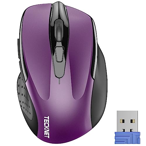 Tecknet Pro Mouse Senza Fili, 2600 Dpi Mouse Wireless Ergonomico, 2,4G Mouse Ottico Con Ricevitore Nano Usb, 6 Pulsanti, Durata Di Vita Di 24 Mesi Com