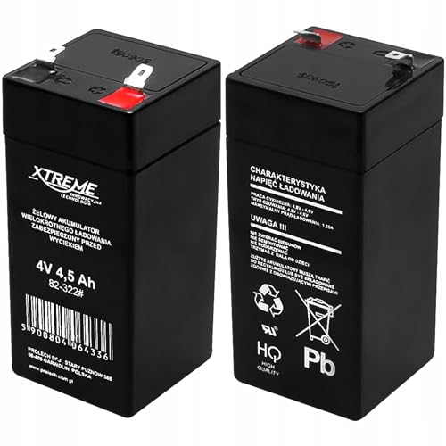 Xtreme – Batteria Al Gel Agm, Per Alimentare Dispositivi Elettronici E Sistemi Ad Alimentazione Continua, 4 V, 4.5 Ah