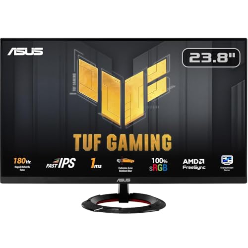 Asus Tuf Gaming Vg249Q3R Monitor 23,8", Full Hd Ips (1920X1080), 1 Ms (Gtg), 180Hz, Tecnologia Extreme Low Motion Blur, Freesync, 100% Srgb, Nero