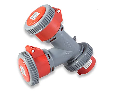 Moltiplicatore Mobile Industriale 400V 16A Senza Cavo Ip67 Due Uscite Serie Diamante Rosso Vb En 60309-1-2 Certificazione Ce