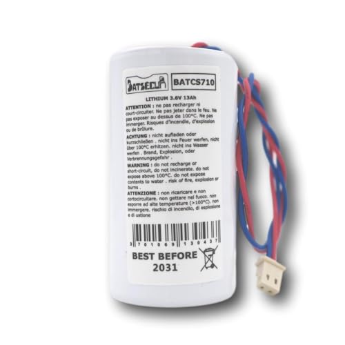 Batsécur - Batteria D'Allarme Batcs710 Compatibile Con Bat-Mcs710, Bat-Mcs730 Per Mcs710/720/730 Visonic - 3.6V 13Ah Li-Socl2