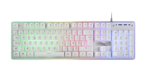 Mars Gaming Mk220W Bianco, Tastiera Da Gioco H-Mech, Frgb Rainbow E Halo, Antighosting, Lingua Francese