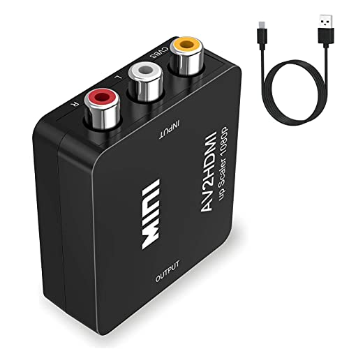 Aweskmod Adattatore Hdmi Av To Hdmi Adattatore Av Hdmi,Adattatore Da A Hdmi 1080P Supporta Pal/Ntsc Con Usb Cavo Per Pc/Wii/N64/Tv/Ps3/Blu-Ray Dvd