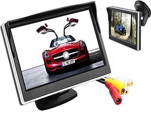 Bw Monitor Digitale Tft Lcd A Colori Da 5 Pollici Per Auto, Monitor Hd 800 X 480 Ad Alta Risoluzione Con Due Staffe E Due Ingressi Video, Display Lcd