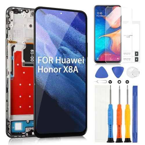 Arssly Schermo Lcd Per Huawei Honor X8A 2023 Crt-Lx1 Crt-Lx2 Crt-Lx3 Lcd Display Digitizer Vetro Touch Schermo Assembly Con Strumenti(Nero Con Cornice