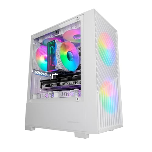 Marsgaming Mc-Vortex, Case Gaming Microatx, Frontale Mesh Geometrico, Finestra Laterale In Vetro Temperato, 3X Ventole Frgb Rainbow 120Mm, Mini Torre