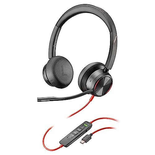 Poly Blackwire 8225, Cuffia Cablata Con Connessione Usb-A E Usb-C, Cuscinetti In Similpelle, Riduzione Del Rumore E Dell'Eco, Comandi Sul Cavo, Compat
