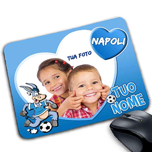 Tappetino Mouse Pad Personalizzabile Compatibile Per Tifoso Napoletano Adatto A Napoli Tua Foto Nel Cuore Nome