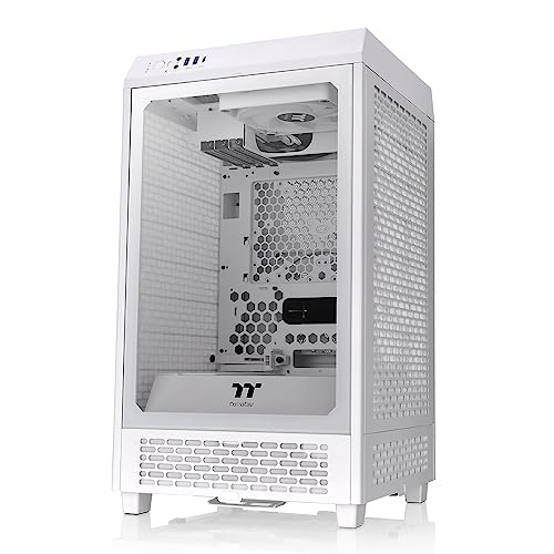 Thermaltake Tower 200 Snow Mini-Itx - Case Per Computer, 2 Ventole Ct140 Da 140 Mm, Supporta Gpu Lunghezza Fino A 380 Mm, Colore: Bianco