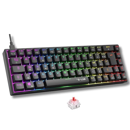 The G-Lab - Keyz Titanium - Tastiera Gaming 65% Azerty, Usb - Tastiera Mecanica Switch Rosso - Rgb 100% Personalizzabile, Anti-Ghosting, Macro Program