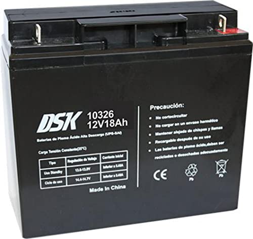 Dsk 10326 - Batteria Al Piombo Sigillata Agm Ricaricabile Da 12V 18Ah. Ideale Per Sistemi Di Allarme Di Sicurezza, Illuminazione Di Emergenza, Apparec