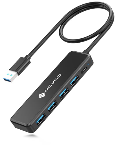 Novoo Usb C Hub 4 Ports Usb 3.0, Data Transfer 5Gbit/S, Simple And Practical Port Usb Adapter, 60Cm Extended Cable, Usb Splitter For Macbook, Laptop, 