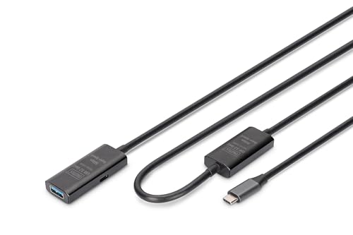 Digitus Cavo Di Prolunga Usb Attivo - Da Usb-A Femmina A Usb-C Maschio - 10 M - Usb 3.2 Gen1-5 Gbit/S - Plug & Play - Con Amplificatore Di Segnale - N