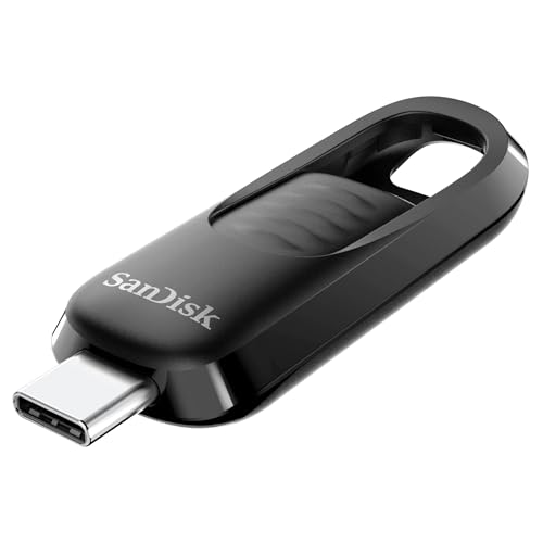 Sandisk 1Tb Ultra Slider Unità Flash, Chiavetta Usb Type-C, Fino A 400 Mb/S, Usb 3.2 Gen 1, Con Connettore Retrattile, Nero