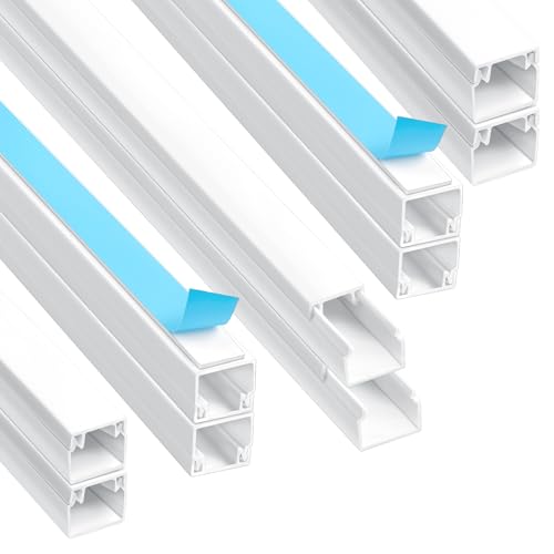 Aiqinu Canalina Passacavi Adesiva, Cavo Tv Ordinato, Canalina Passacavi Muro, 12 Mm(D)*12 Mm(A)*0.4M(L), Verniciabile, Autoadesivo, Copertura Per Cavi
